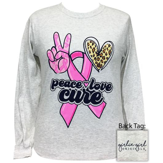 Girlie Girl Originals Peace Love Cure Breast Cancer - Adult & Kids T-Shirts, Sweatshirts & Hoodies apparel design preview 2