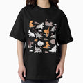Origami kitten friends grey linen texture background - Adult & Kids T-Shirts, Sweatshirts & Hoodies apparel design preview 1