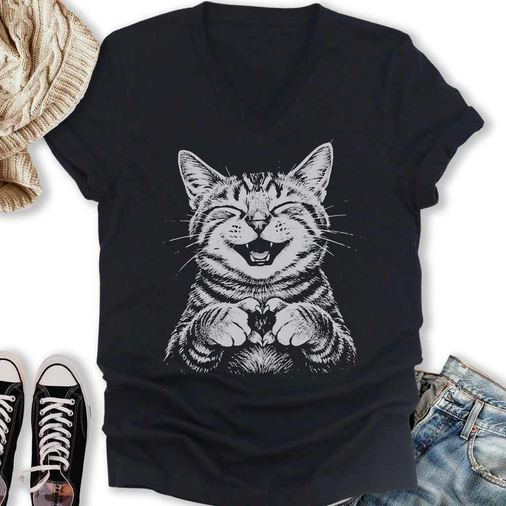 Cat Love Heart V-Neck - Adult & Kids T-Shirts, Sweatshirts & Hoodies apparel design preview 1