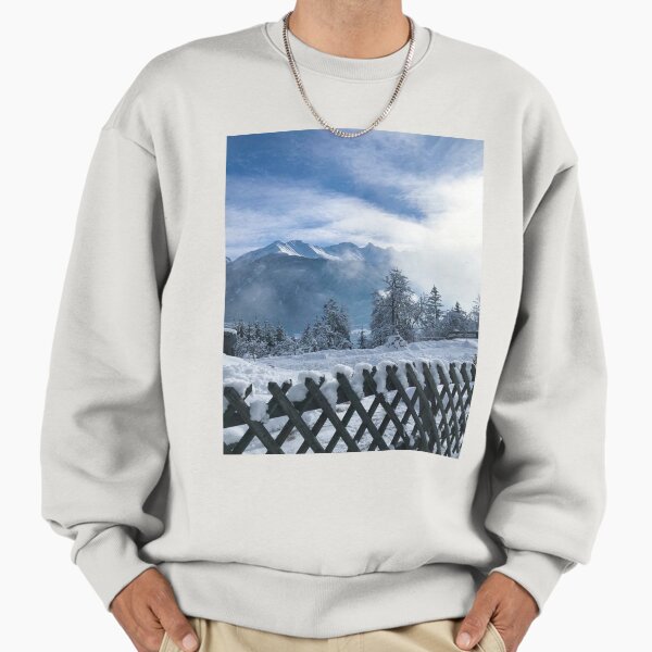 Snowy Mountain View Behind Rustic Fence - Adult & Kids T-Shirts, Sweatshirts & Hoodies apparel design preview 1