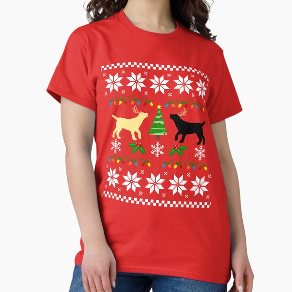 Yellow and Black Labrador Ugly Christmas Pattern - Adult & Kids T-Shirts, Sweatshirts & Hoodies apparel design preview 1