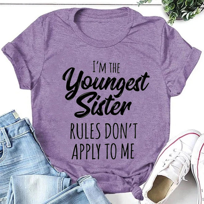 I Am The Youngest Sister Fashion Letter Print Women - Adult & Kids T-Shirts, Sweatshirts & Hoodies apparel design preview 2