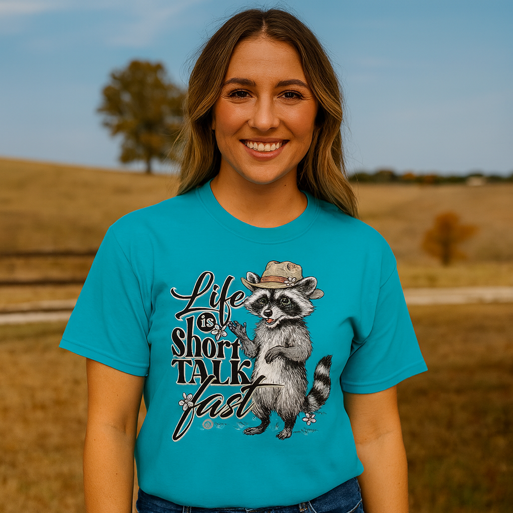 Girlie Girl Originals Talk Fast Raccoon - Adult & Kids T-Shirts, Sweatshirts & Hoodies apparel design preview 1