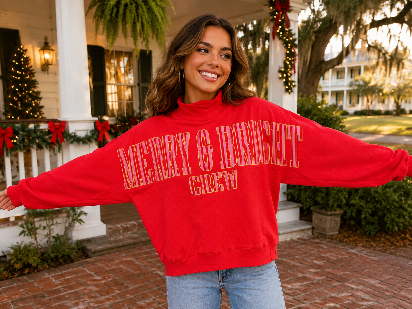 Simply Southern Merry Holiday Mock Neck Crew - Adult & Kids T-Shirts, Sweatshirts & Hoodies apparel design preview 2