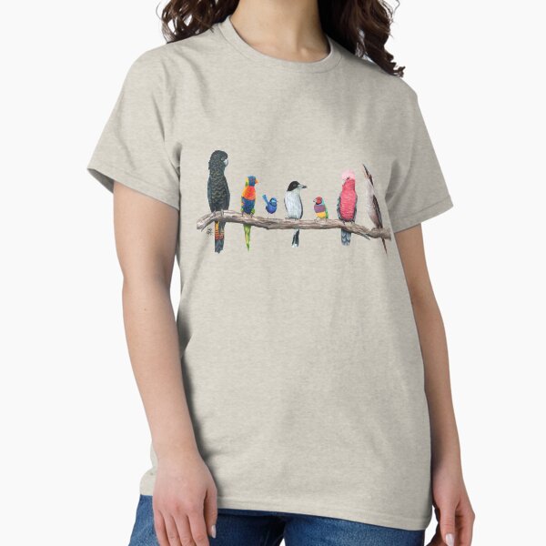 Australian Birds Antique Green Background - Adult & Kids T-Shirts, Sweatshirts & Hoodies apparel design preview 1