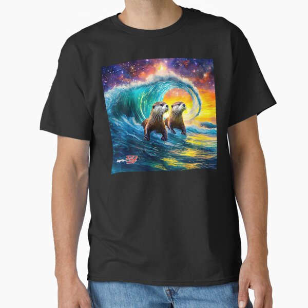 Otters Surfing The Galaxy Design by Rich AMeN Gill - Adult & Kids T-Shirts, Sweatshirts & Hoodies apparel design preview 1