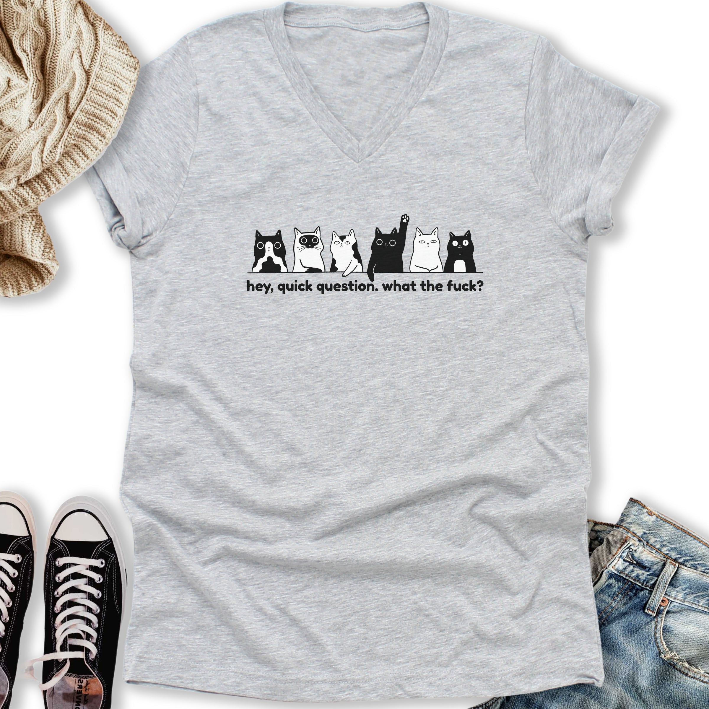 Hey Quick Question V-Neck - Adult & Kids T-Shirts, Sweatshirts & Hoodies apparel design preview 1