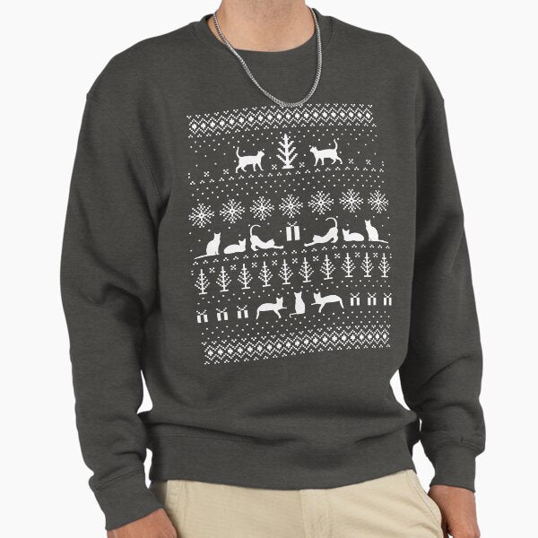 Kitty Cat Christmas Sweater Pattern - Adult & Kids T-Shirts, Sweatshirts & Hoodies apparel design preview 1