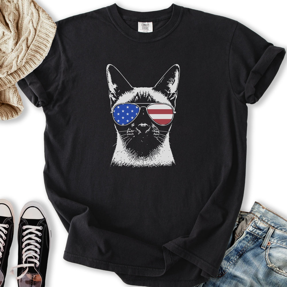 USA Aviator Siamese Cat - Adult & Kids T-Shirts, Sweatshirts & Hoodies apparel design preview 2