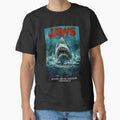 The Deep Blue: Jaws Great White Impasto Movie Poster - Adult & Kids T-Shirts, Sweatshirts & Hoodies apparel design preview 1