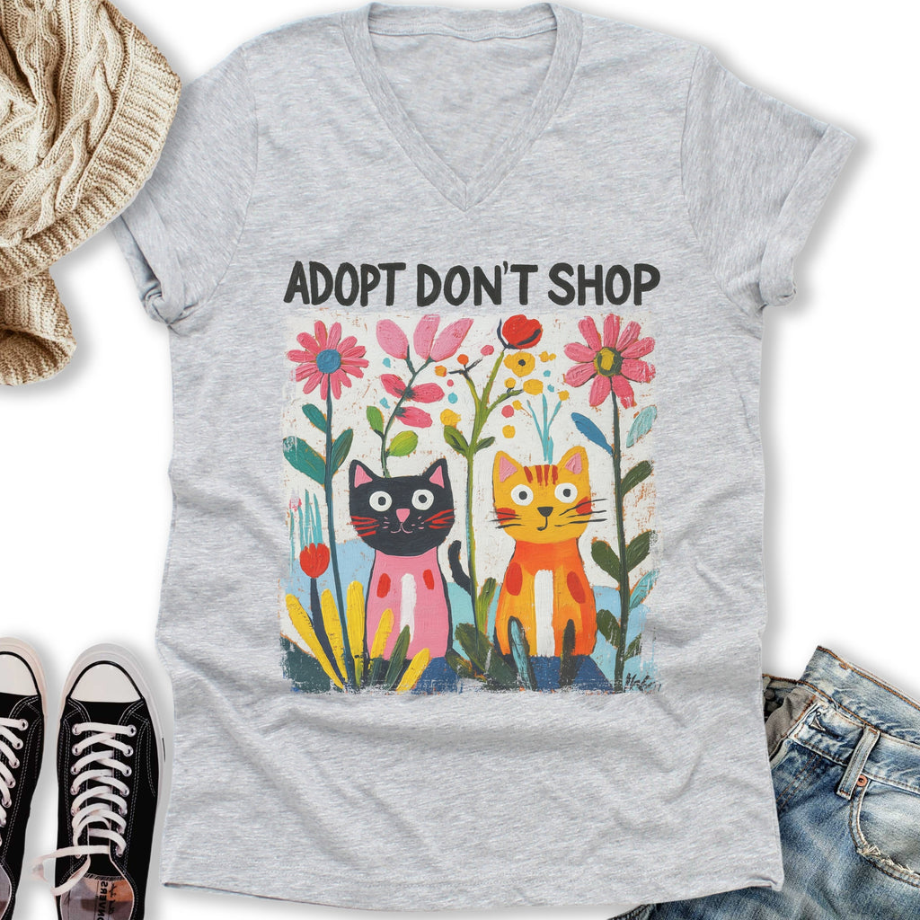 Adopt Don't Shop V-Neck - Adult & Kids T-Shirts, Sweatshirts & Hoodies apparel design preview 1