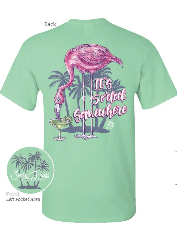 SALE Sassy Frass It's 5 O Clock Somewhere Flamingo - Adult & Kids T-Shirts, Sweatshirts & Hoodies apparel design preview 2