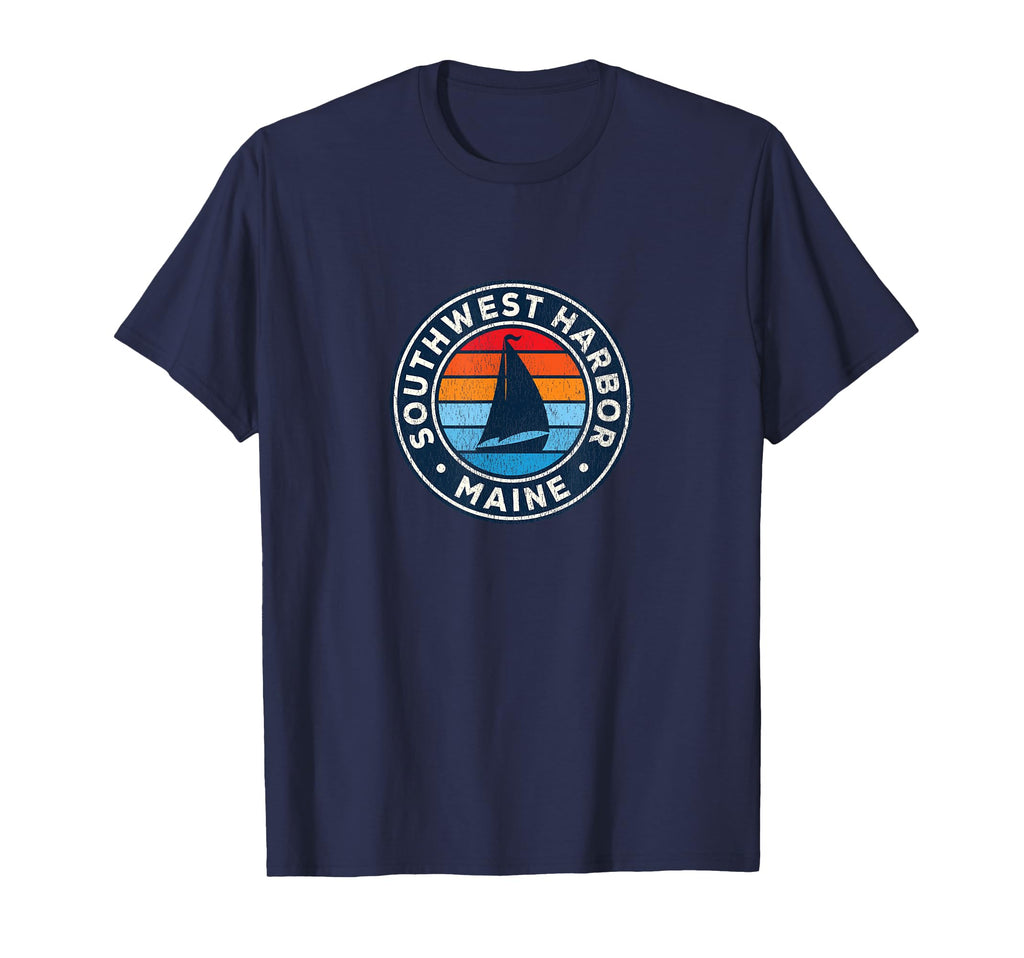 Southwest Harbor Maine Me Sailboat 70S T-Shirt - Trendy Graphic Unisex - T-Shirt, Sweatshirt, Hoodie