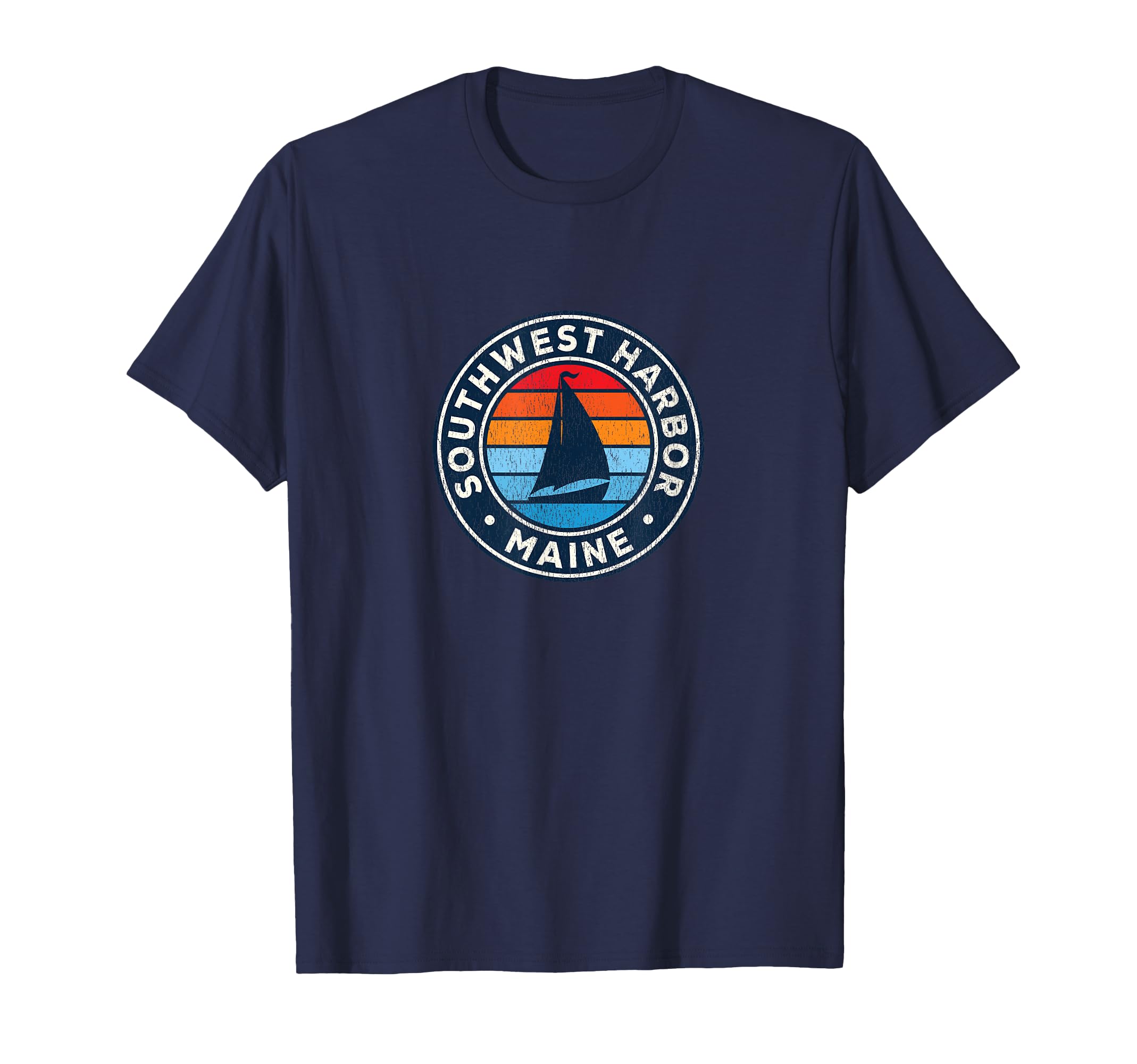 Southwest Harbor Maine Me Sailboat 70S T-Shirt - Trendy Graphic Unisex - T-Shirt, Sweatshirt, Hoodie