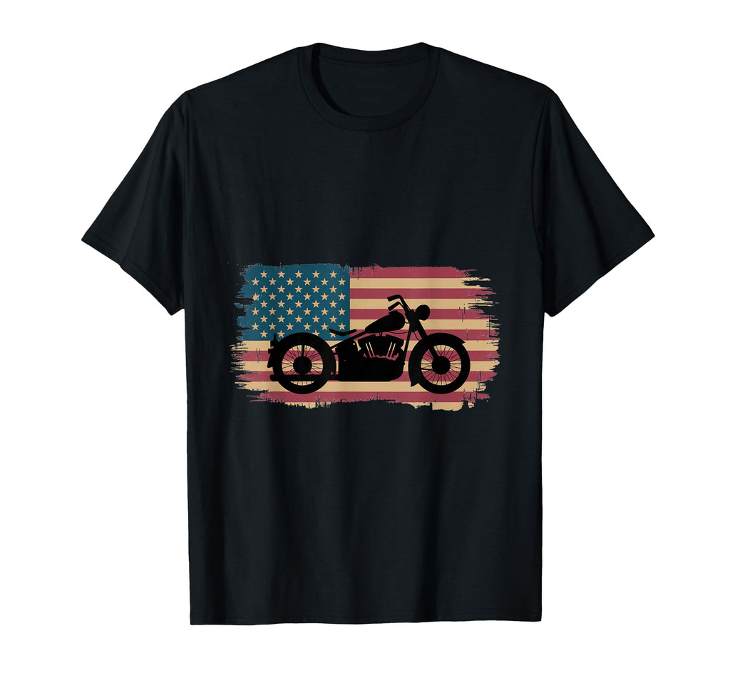 American Flag Motorcycle T-Shirt - Minimalist Print Unisex - T-Shirt, Sweatshirt, Hoodie