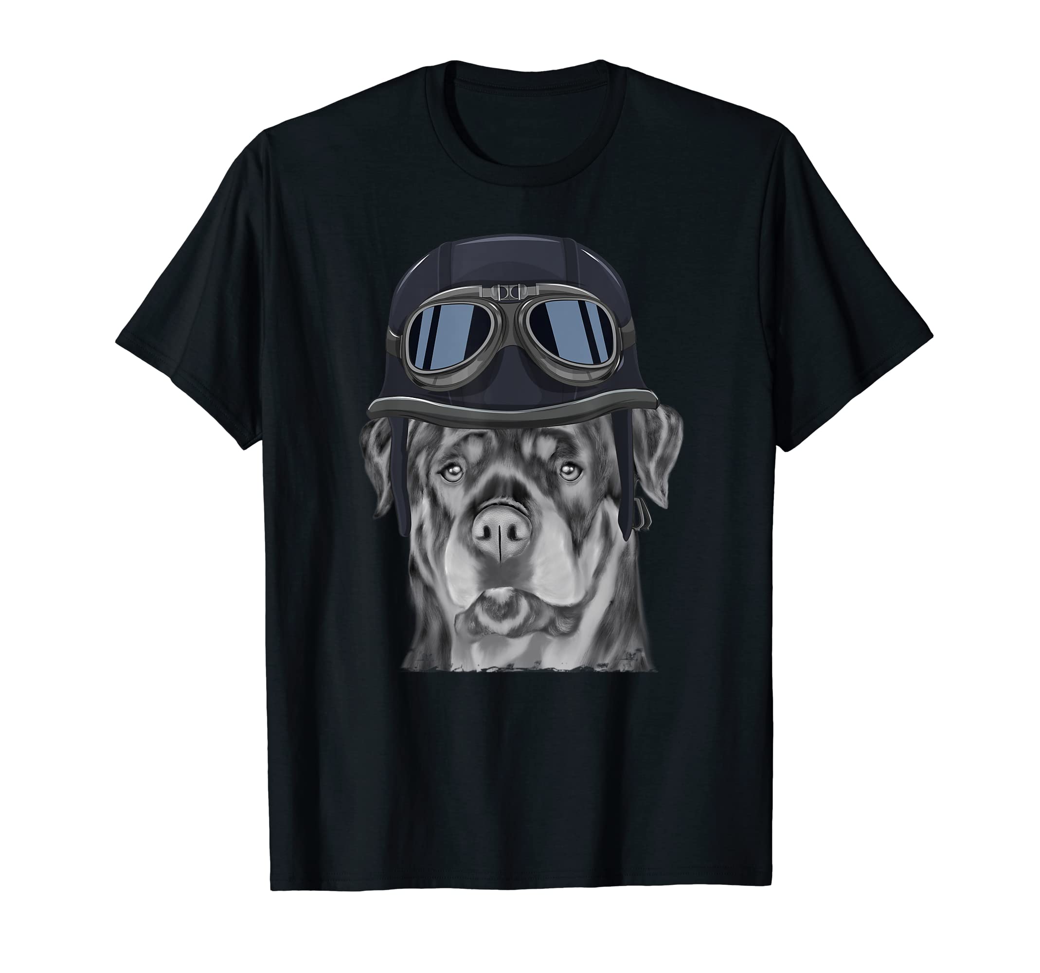 Rottweiler Wearing Motorcycle Helmet T-Shirt - Novelty Apparel Men Women - T-Shirt, Sweatshirt, Hoodie