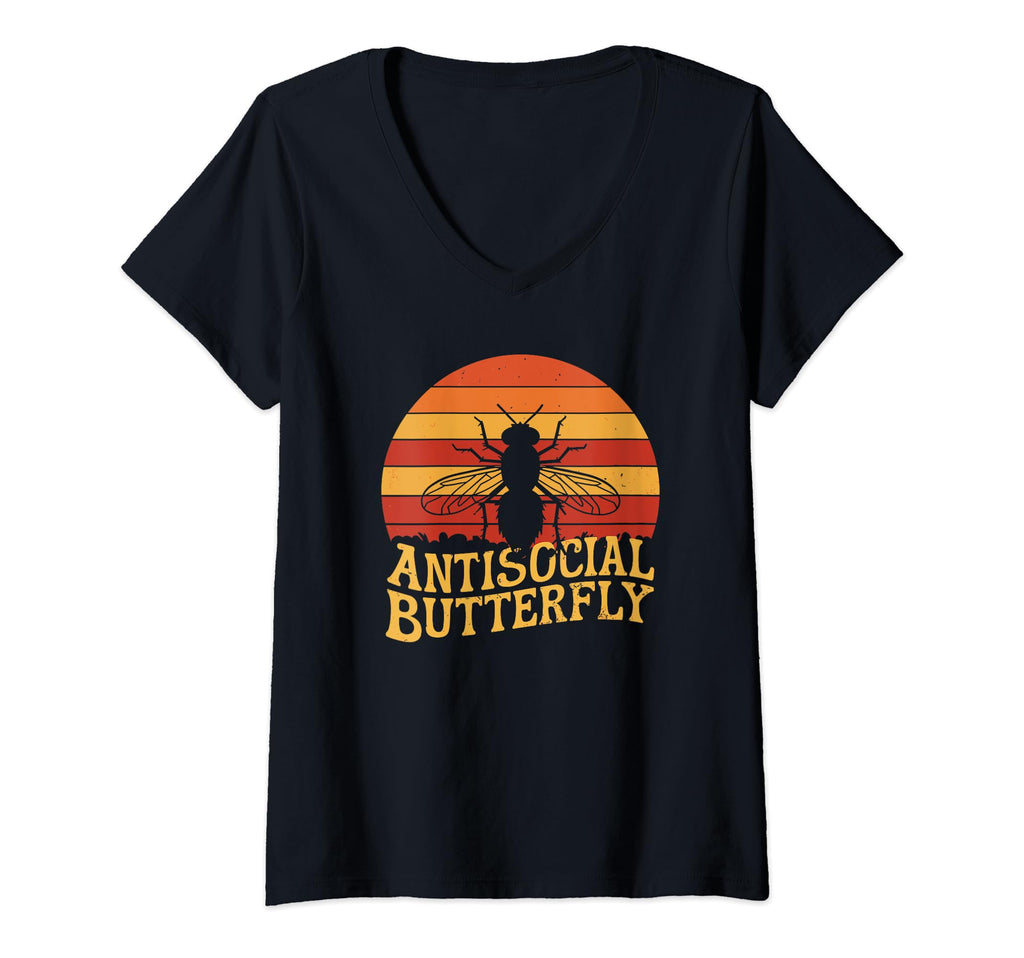 Womens Antisocial Butterfly Housefly T-Shirt - Trendy Graphic Men Women - T-Shirt, Sweatshirt, Hoodie
