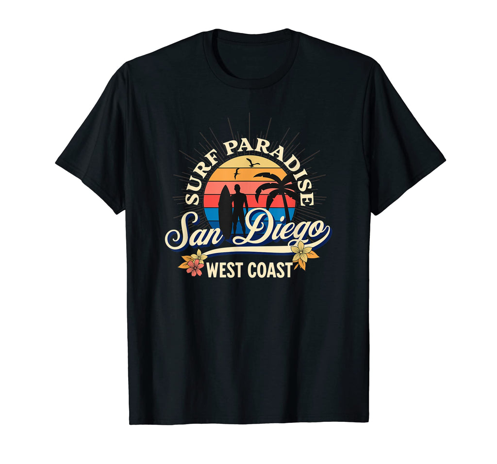 Surf San Diego Surfing West Coast T-Shirt - Novelty Apparel for Adults - T-Shirt, Sweatshirt, Hoodie