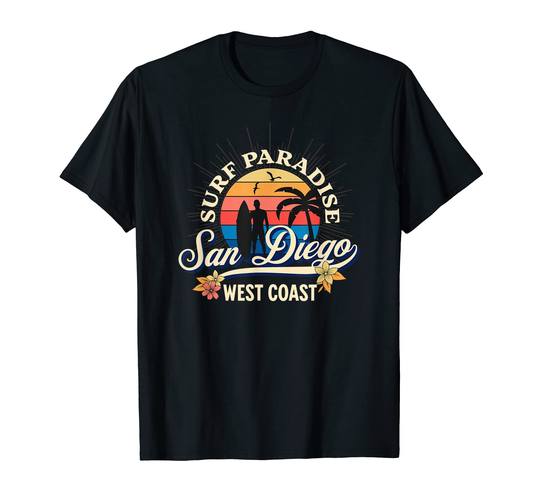 Surf San Diego Surfing West Coast T-Shirt - Novelty Apparel for Adults - T-Shirt, Sweatshirt, Hoodie