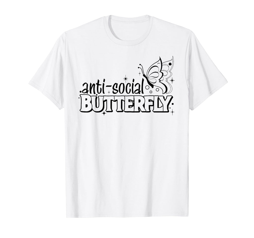 Anti Social Butterfly Black T-Shirt - Novelty Apparel Unisex - T-Shirt, Sweatshirt, Hoodie