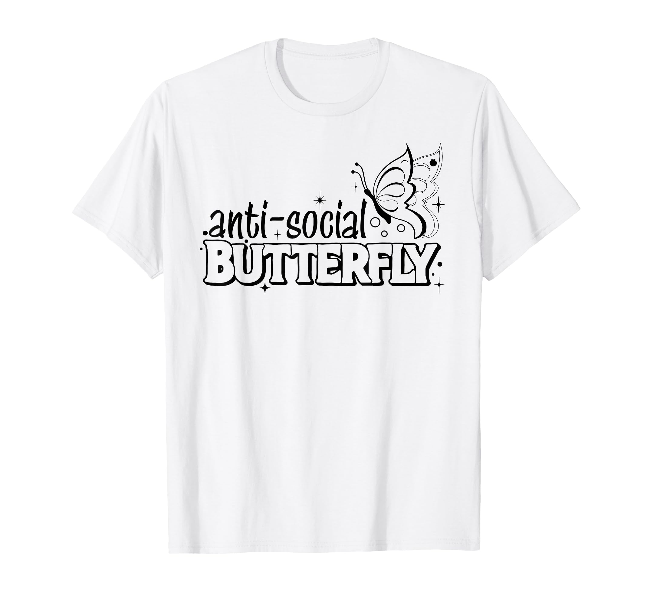 Anti Social Butterfly Black T-Shirt - Novelty Apparel Unisex - T-Shirt, Sweatshirt, Hoodie