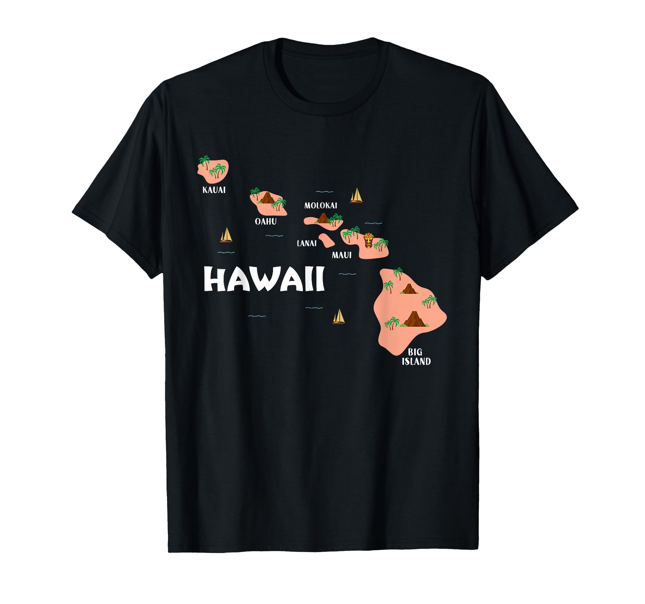 Map Souvenir Hawaiian Islands T-Shirt - Minimalist Print for Adults - T-Shirt, Sweatshirt, Hoodie