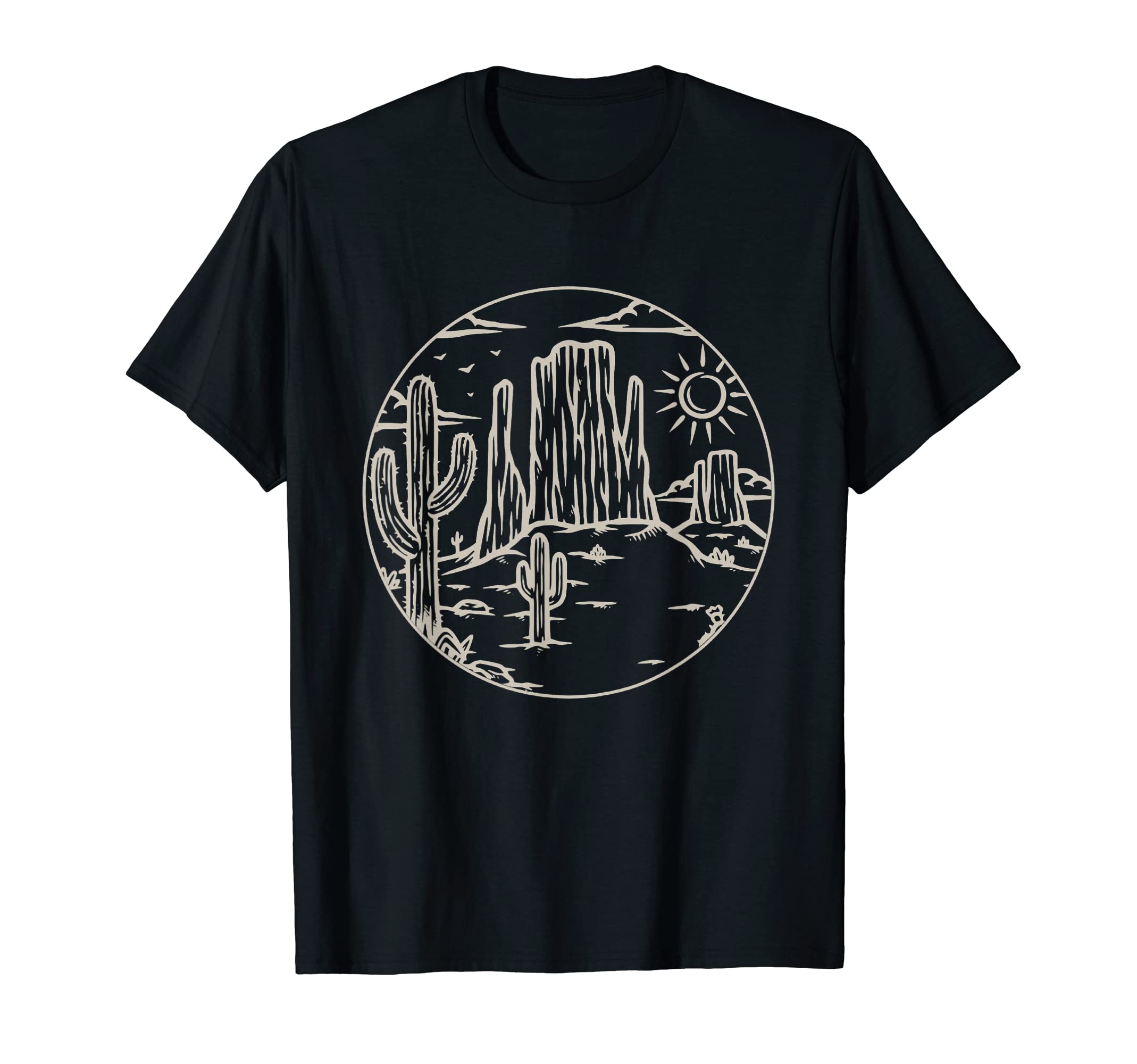 Western Landscape Desert Plant Cactus T-Shirt - Minimalist Print for Adults - T-Shirt, Sweatshirt, Hoodie
