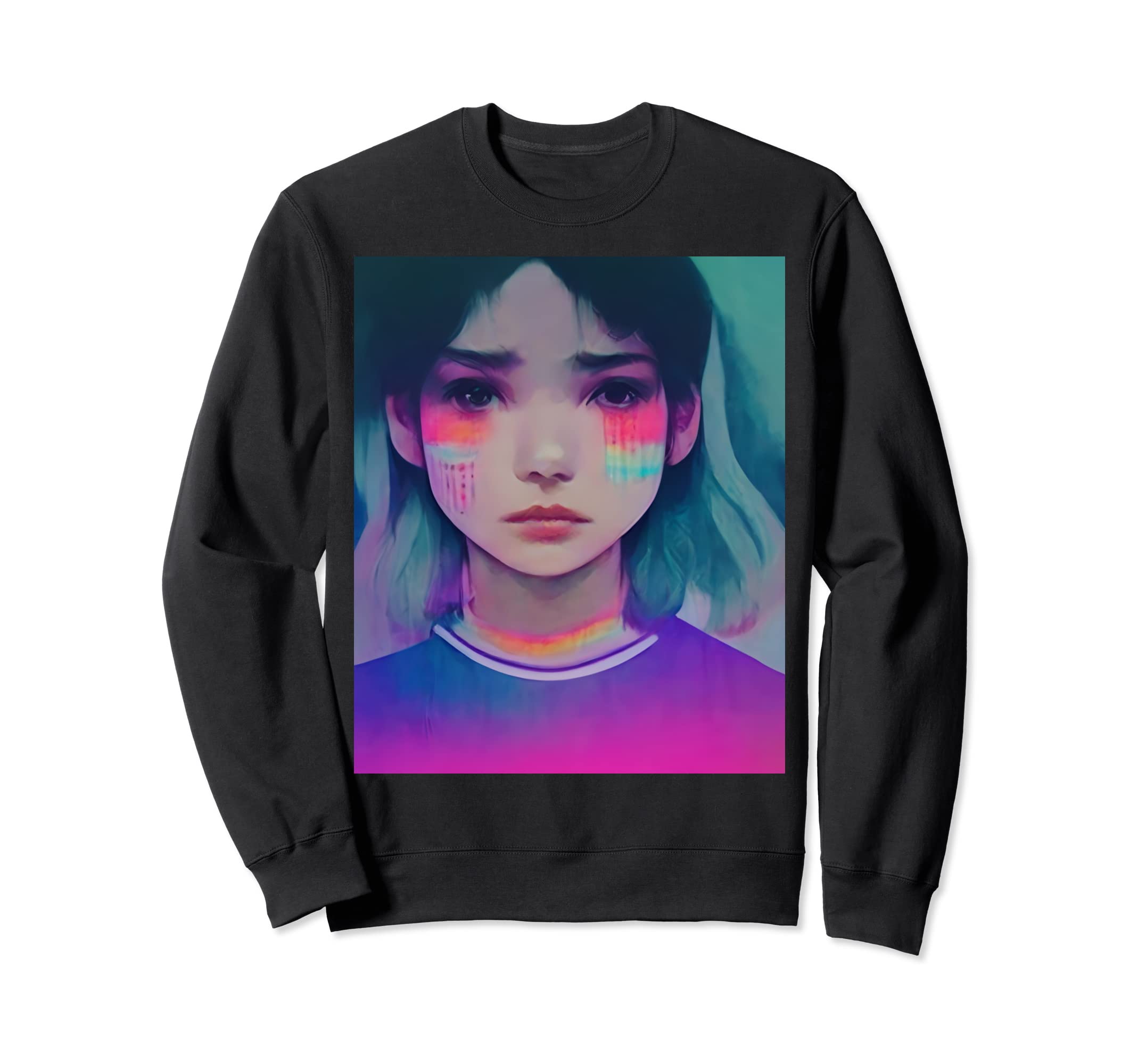Japanese Vaporwave 80S Sad Anime Sweatshirt - Minimalist Print for Adults - T-Shirt, Sweatshirt, Hoodie
