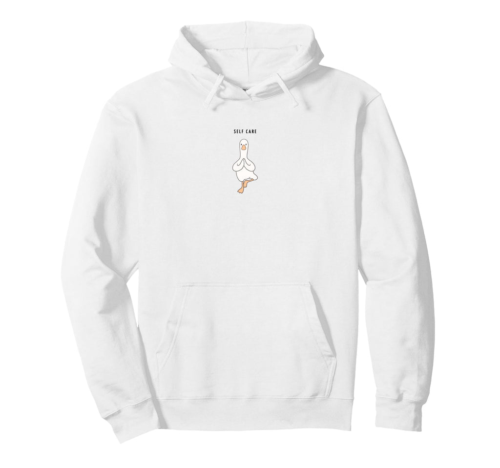 Self Care Goose Funny Minimalist Yoga Hoodie - Novelty Apparel Men Women - T-Shirt, Sweatshirt, Hoodie