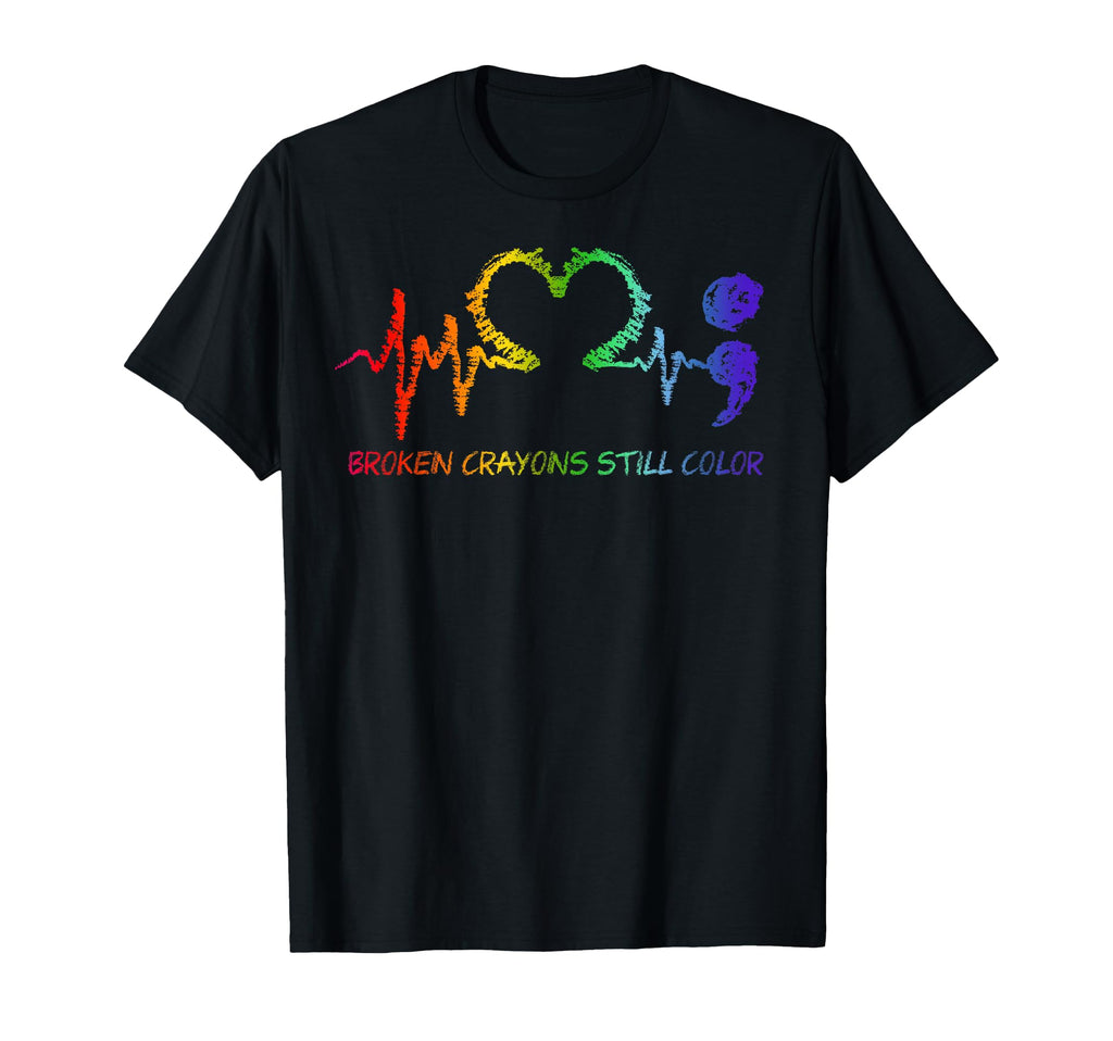 Broken Crayons Still Color Semicolon T-Shirt - Minimalist Print for Adults - T-Shirt, Sweatshirt, Hoodie