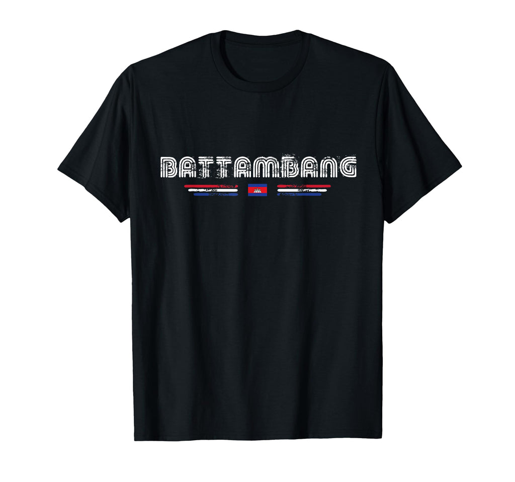 Battambang Cambodia 70S 80S Type Flag T-Shirt - Graphic Print Men Women - T-Shirt, Sweatshirt, Hoodie