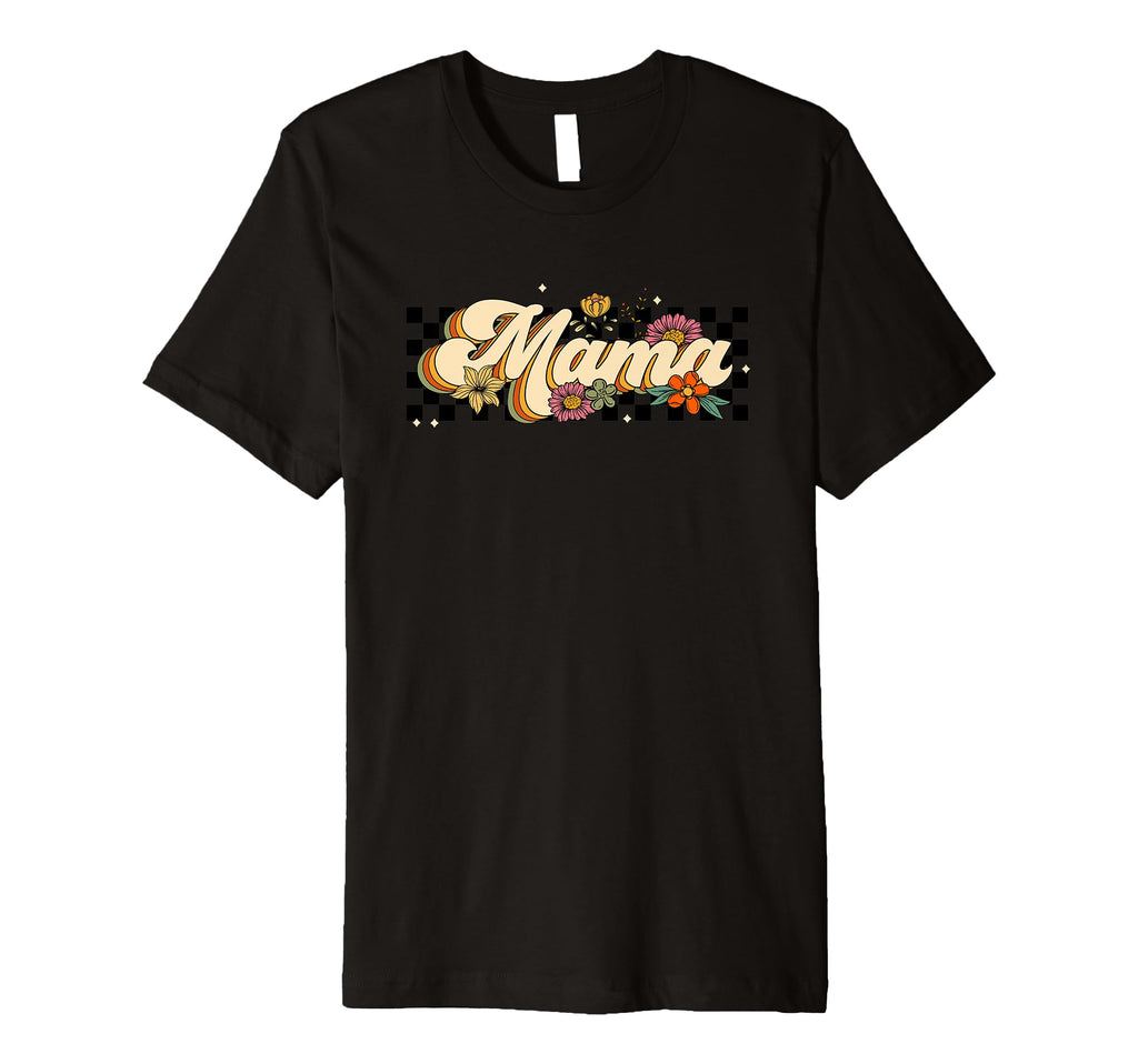 Mama Floral Checkered Pattern T-Shirt - Novelty Apparel Unisex - T-Shirt, Sweatshirt, Hoodie