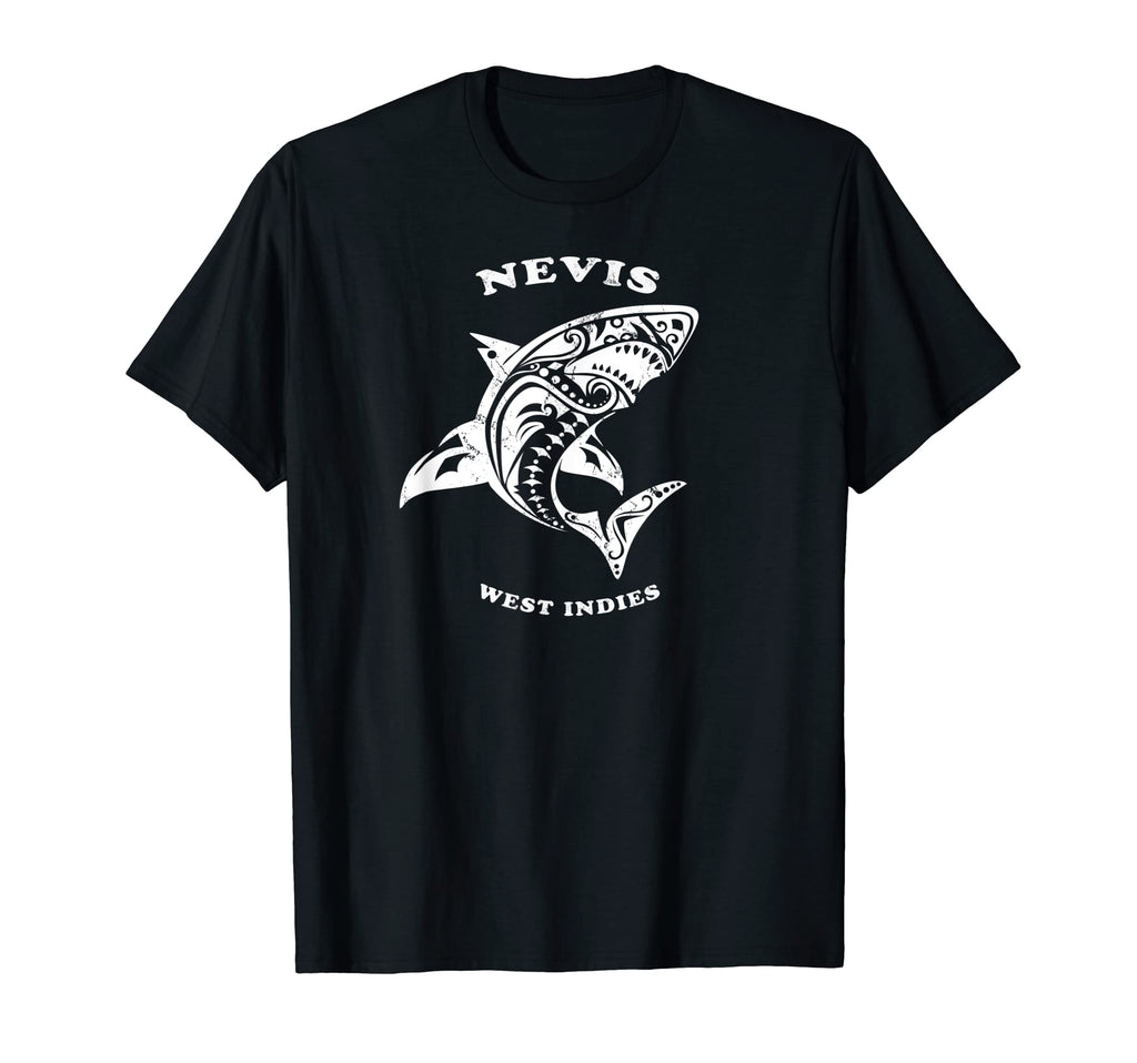 Nevis West Indies Tribal Shark Vacation T-Shirt - Fun Novelty Design Unisex - T-Shirt, Sweatshirt, Hoodie