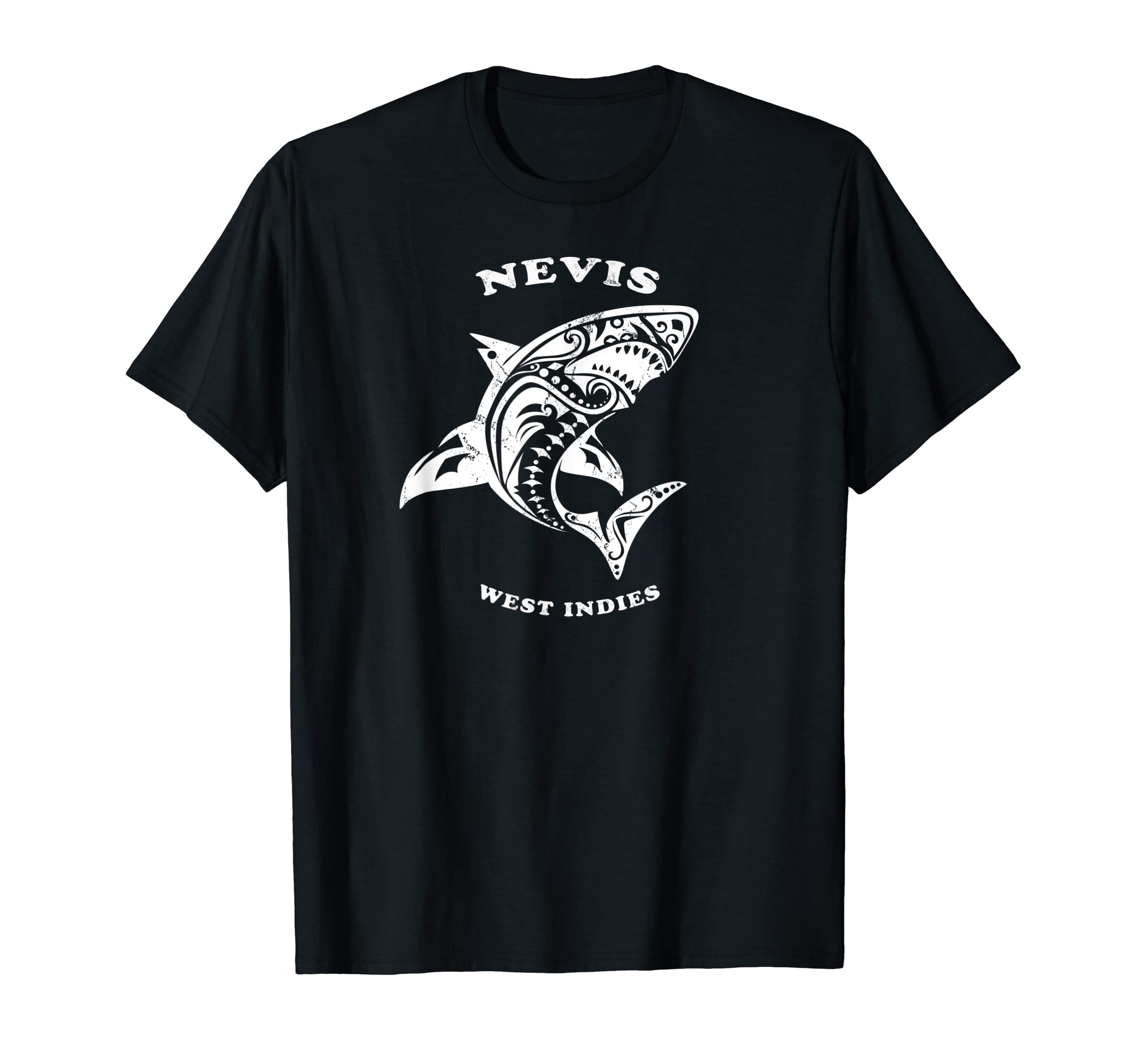 Nevis West Indies Tribal Shark Vacation T-Shirt - Fun Novelty Design Unisex - T-Shirt, Sweatshirt, Hoodie