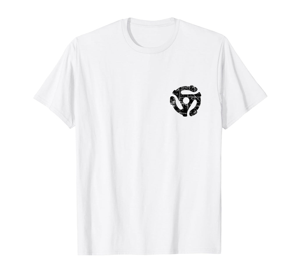 45 Rpm Record Adapter Black Left T-Shirt - Minimalist Print Unisex - T-Shirt, Sweatshirt, Hoodie