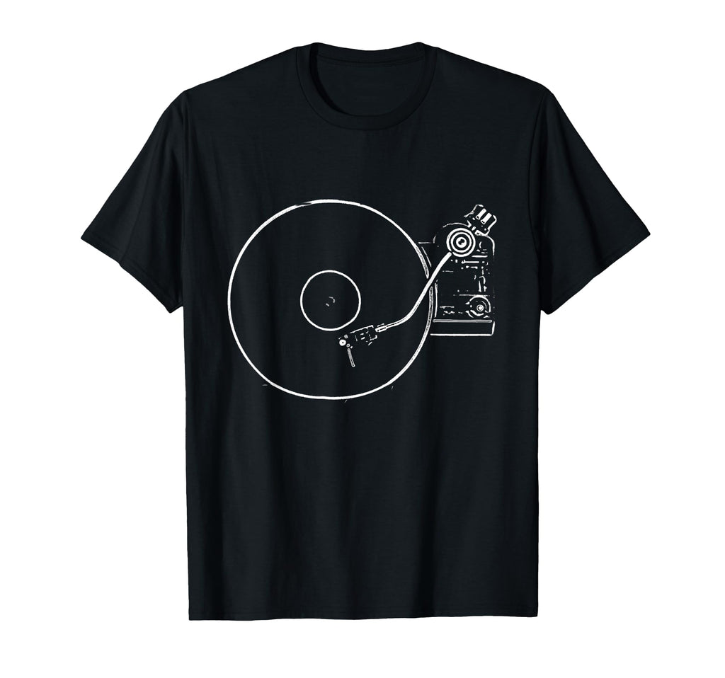 Vinyl Record Player Sketch Drawing T-Shirt - Minimalist Print Men Women - T-Shirt, Sweatshirt, Hoodie