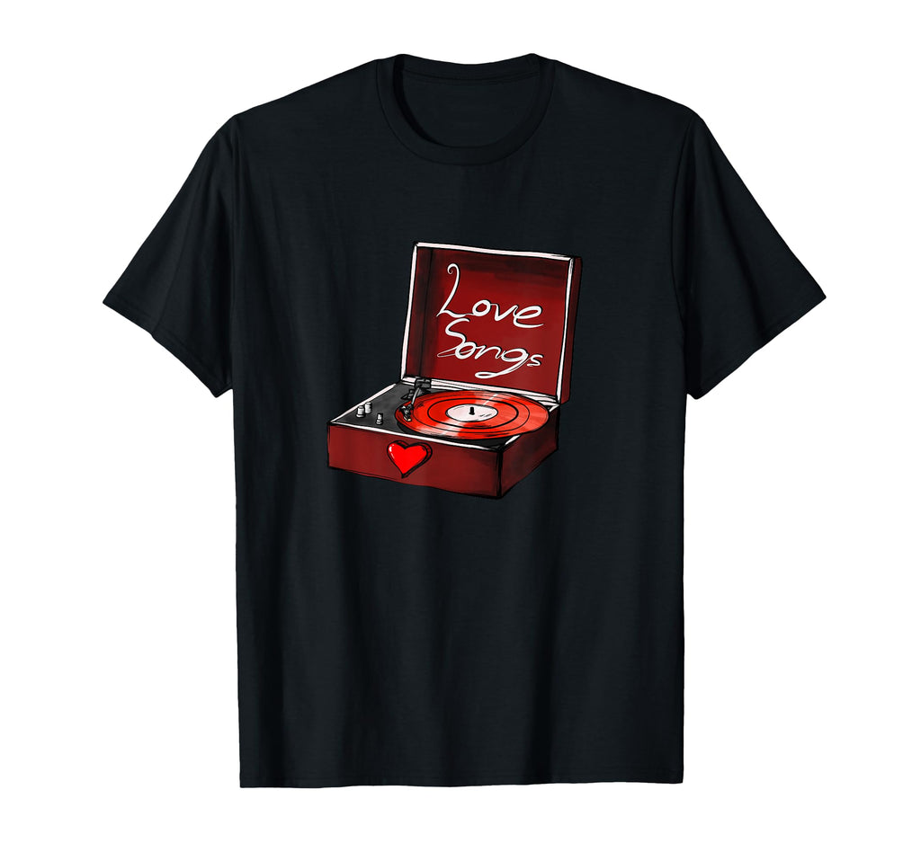 Love Song Vinyl Record Player Valentines T-Shirt - Minimalist Print Unisex - T-Shirt, Sweatshirt, Hoodie