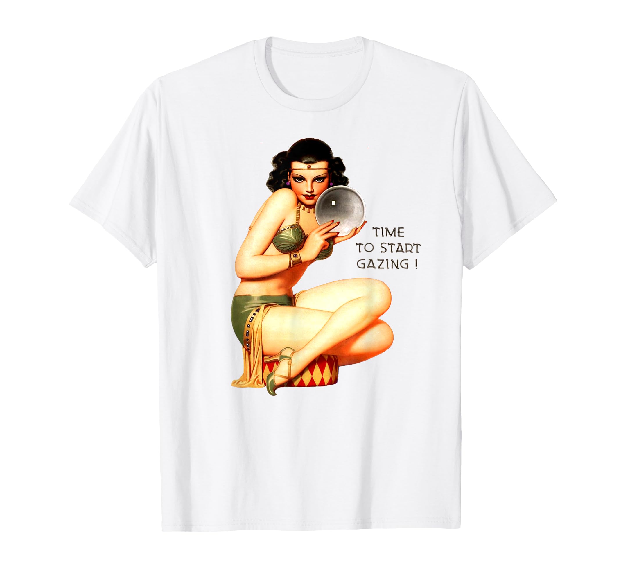 Bikini Pinup Art Crystal Ball Pin Up T-Shirt - Aesthetic Graphic Men Women - T-Shirt, Sweatshirt, Hoodie