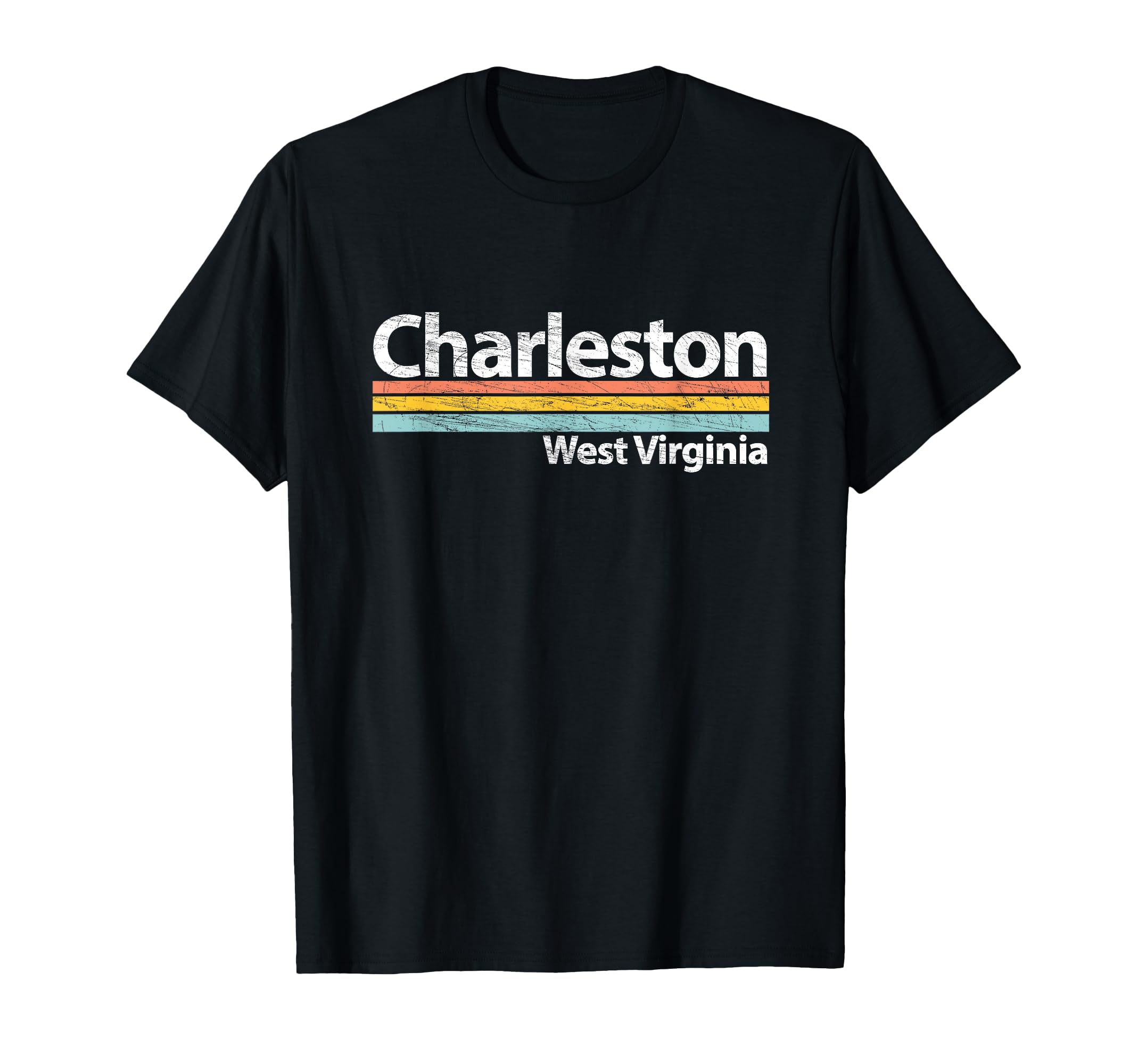 Charleston West Virginia Worn Stripes T-Shirt - Novelty Apparel Men Women - T-Shirt, Sweatshirt, Hoodie
