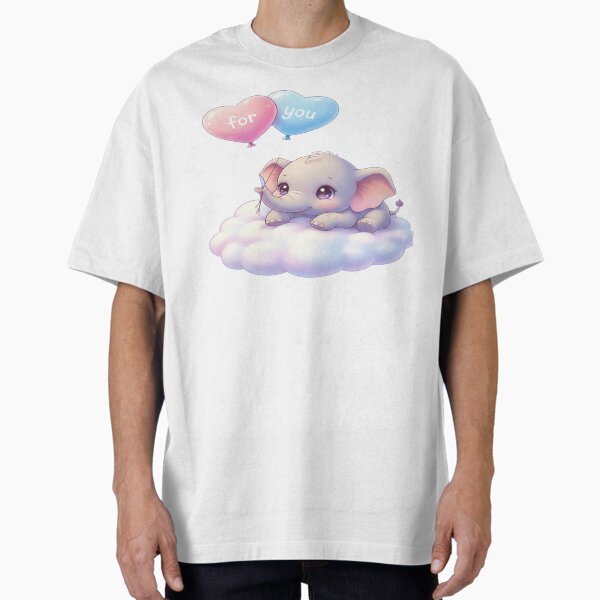 Cute Elephant with Heart Balloons - Adult & Kids T-Shirts, Sweatshirts & Hoodies apparel design preview 1