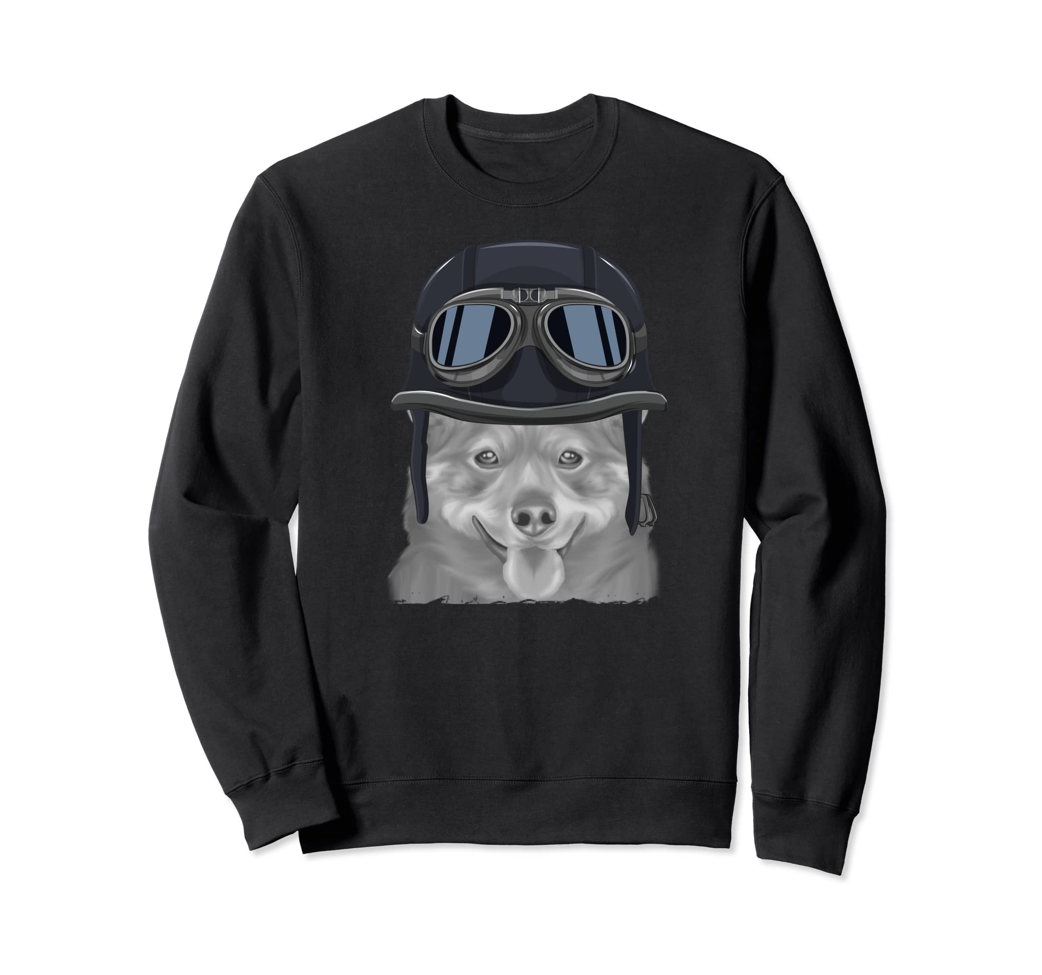 Swedish Vallhund Wearing Motorcycle Sweatshirt - Fun Novelty Design Unisex - T-Shirt, Sweatshirt, Hoodie