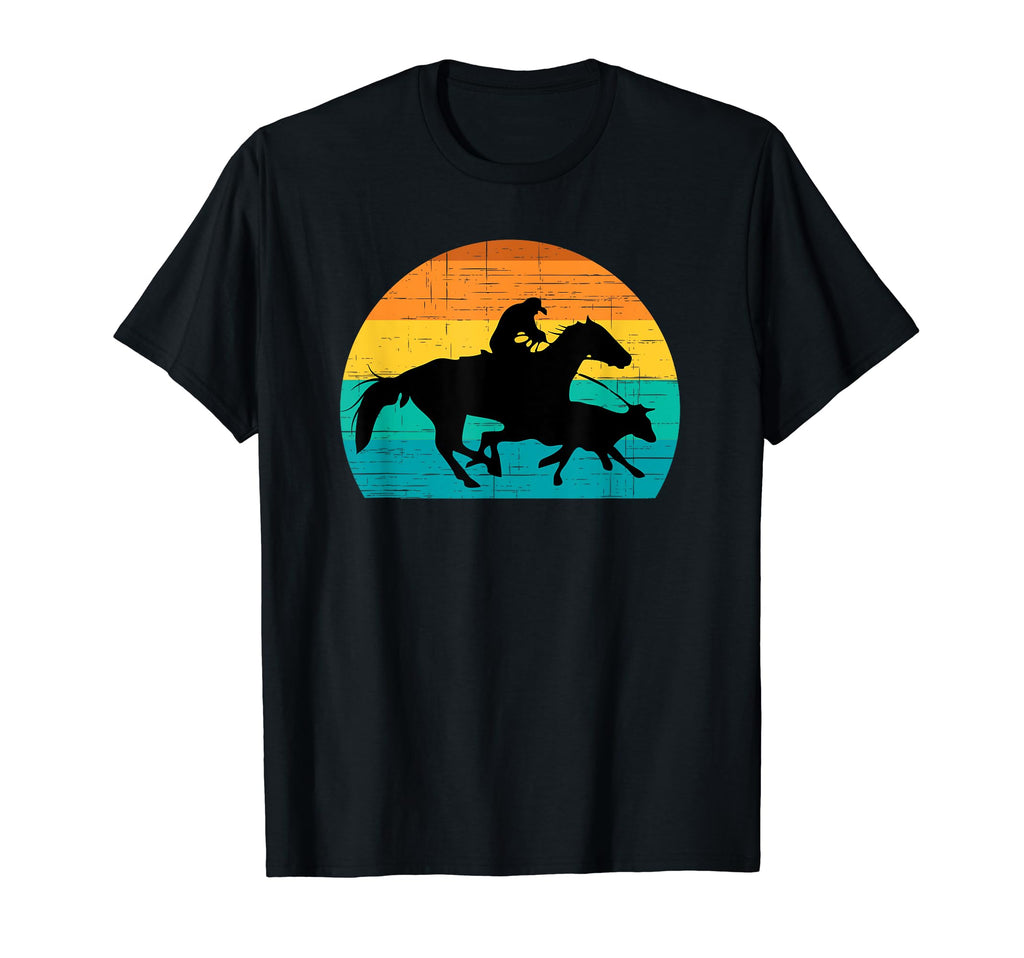 Western Cowhorse Calf Roping Sun T-Shirt - Custom Art Print for Adults - T-Shirt, Sweatshirt, Hoodie
