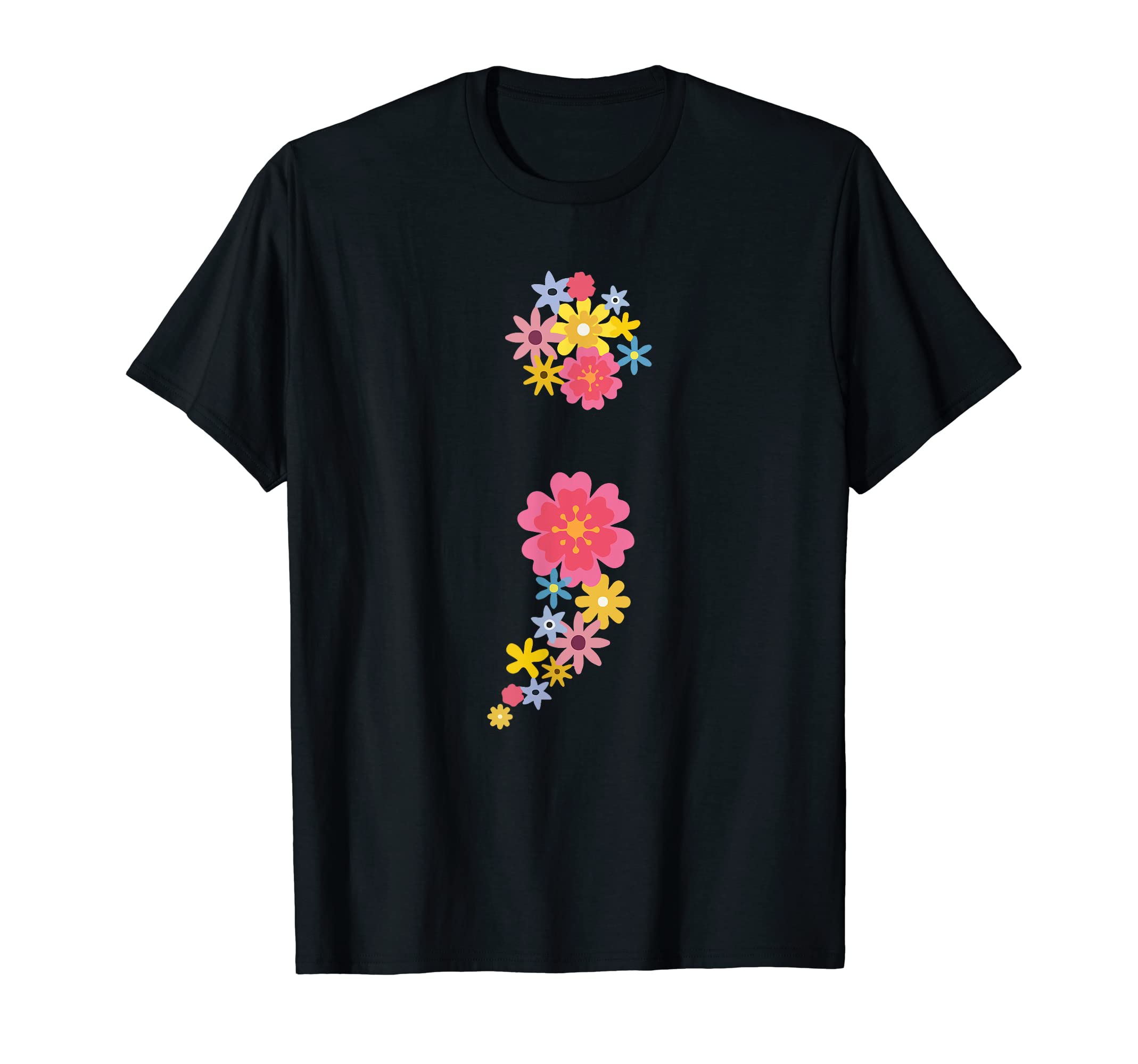 Semicolon Flower Mental Health Awareness T-Shirt - Custom Art Print Unisex - T-Shirt, Sweatshirt, Hoodie