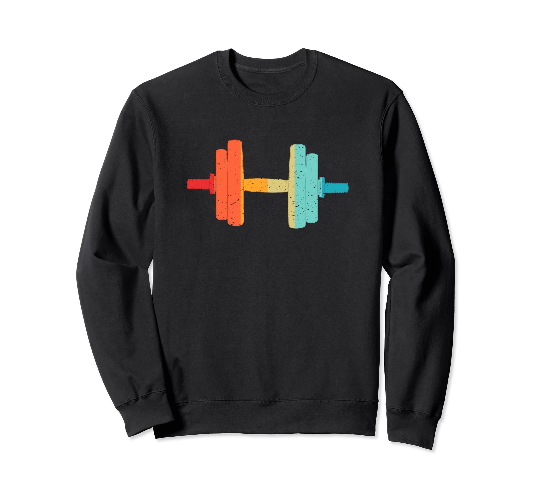 Gym Weight Silhouette 70S 80S Distressed Sweatshirt - Unique Graphic Unisex - T-Shirt, Sweatshirt, Hoodie