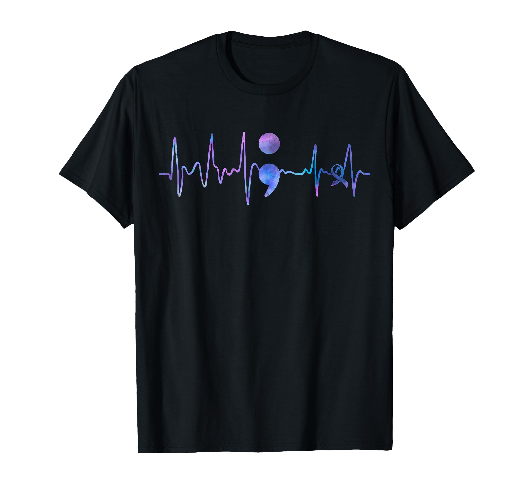 Heartbeat Semicolon Suicide Prevention T-Shirt - Streetwear Style Unisex - T-Shirt, Sweatshirt, Hoodie