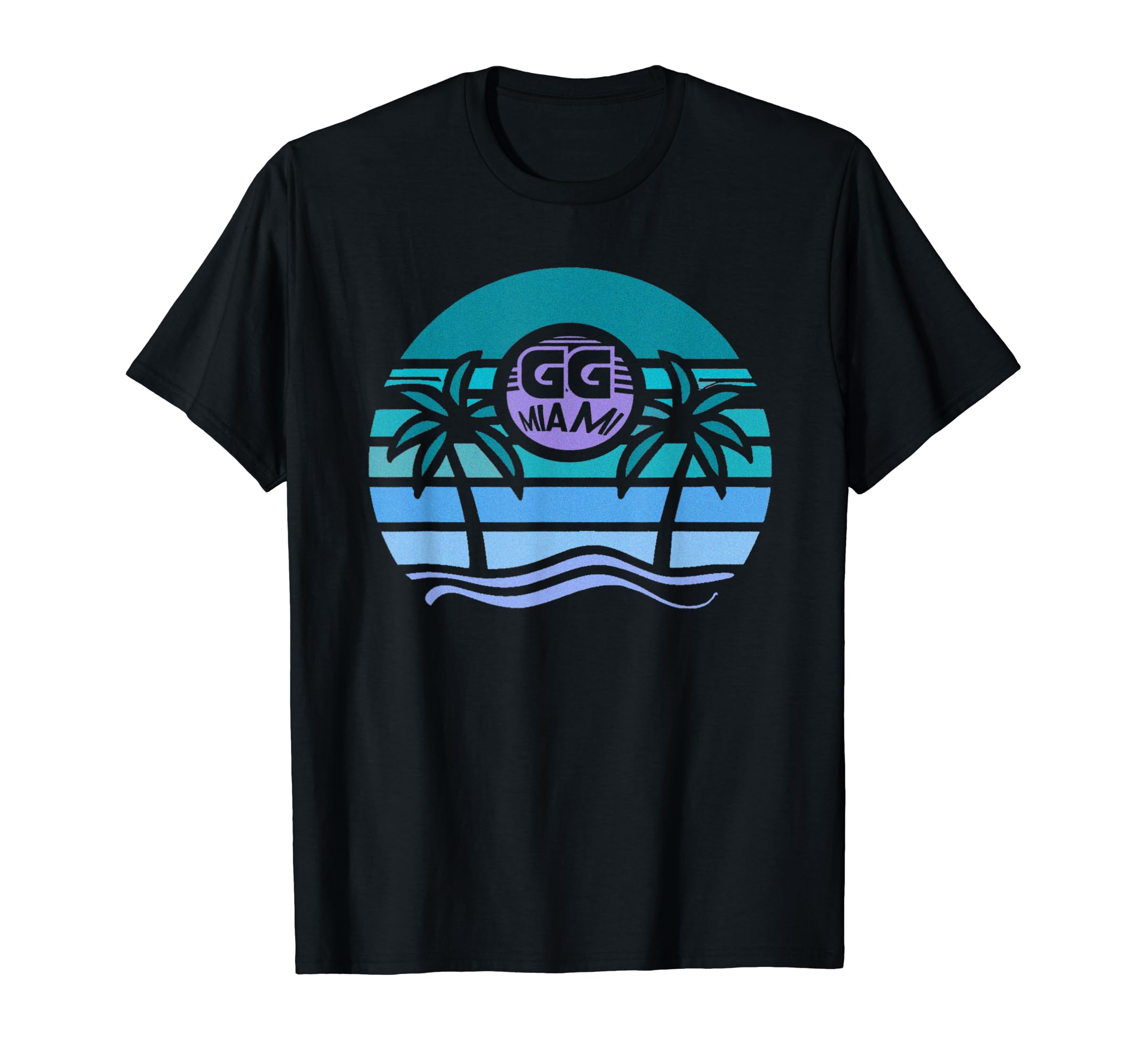 Gg Miami Synthwave Vaporwave Sun Palm T-Shirt - Graphic Print Men Women - T-Shirt, Sweatshirt, Hoodie