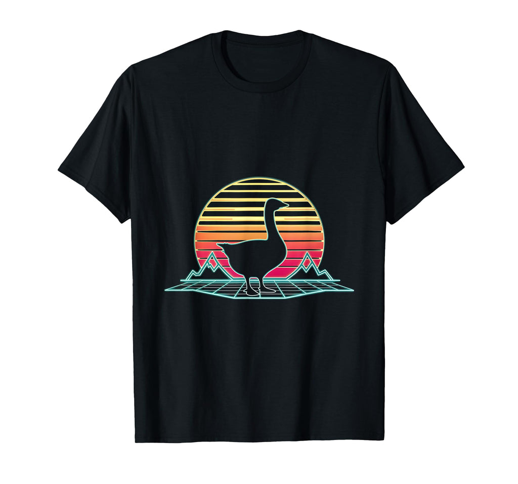 Goose Sunset Synthwave Animal Lover T-Shirt - Minimalist Print for Adults - T-Shirt, Sweatshirt, Hoodie
