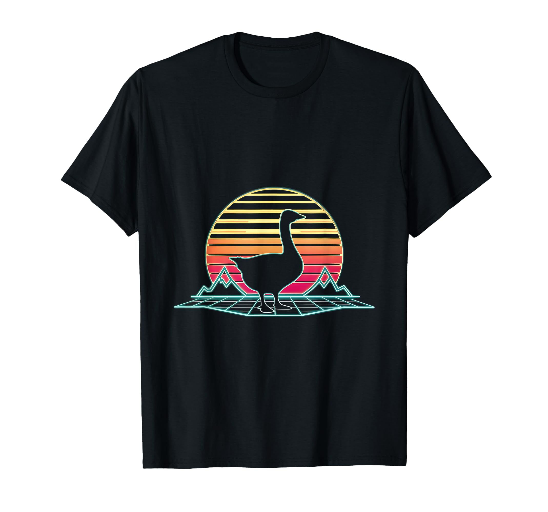Goose Sunset Synthwave Animal Lover T-Shirt - Minimalist Print for Adults - T-Shirt, Sweatshirt, Hoodie