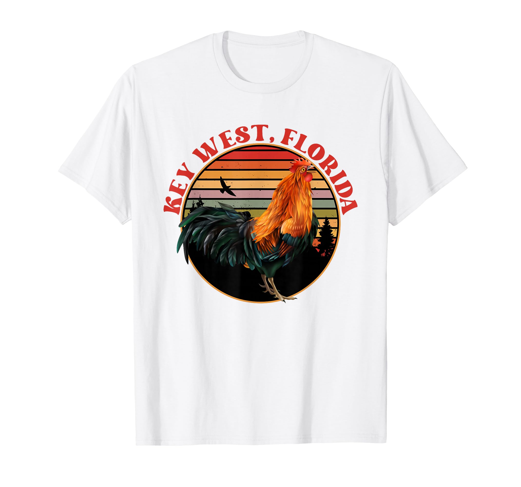 Key West Florida Sunset Rooster T-Shirt - Custom Art Print Men Women - T-Shirt, Sweatshirt, Hoodie