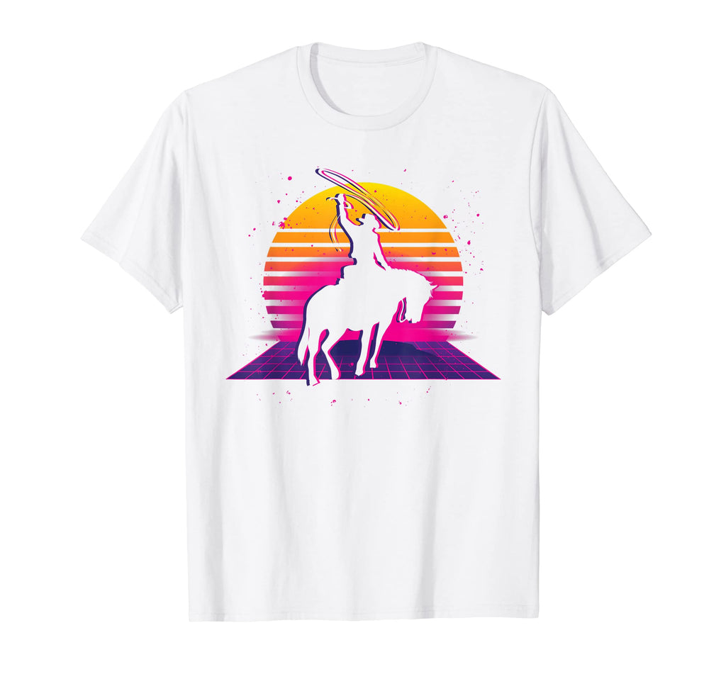 Vaporwave Country Western Horseback T-Shirt - Minimalist Print for Adults - T-Shirt, Sweatshirt, Hoodie